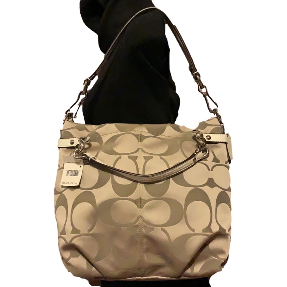 🌻COACH F17183 🌻 KHAKI WHITE SIGNATURE BROOKE